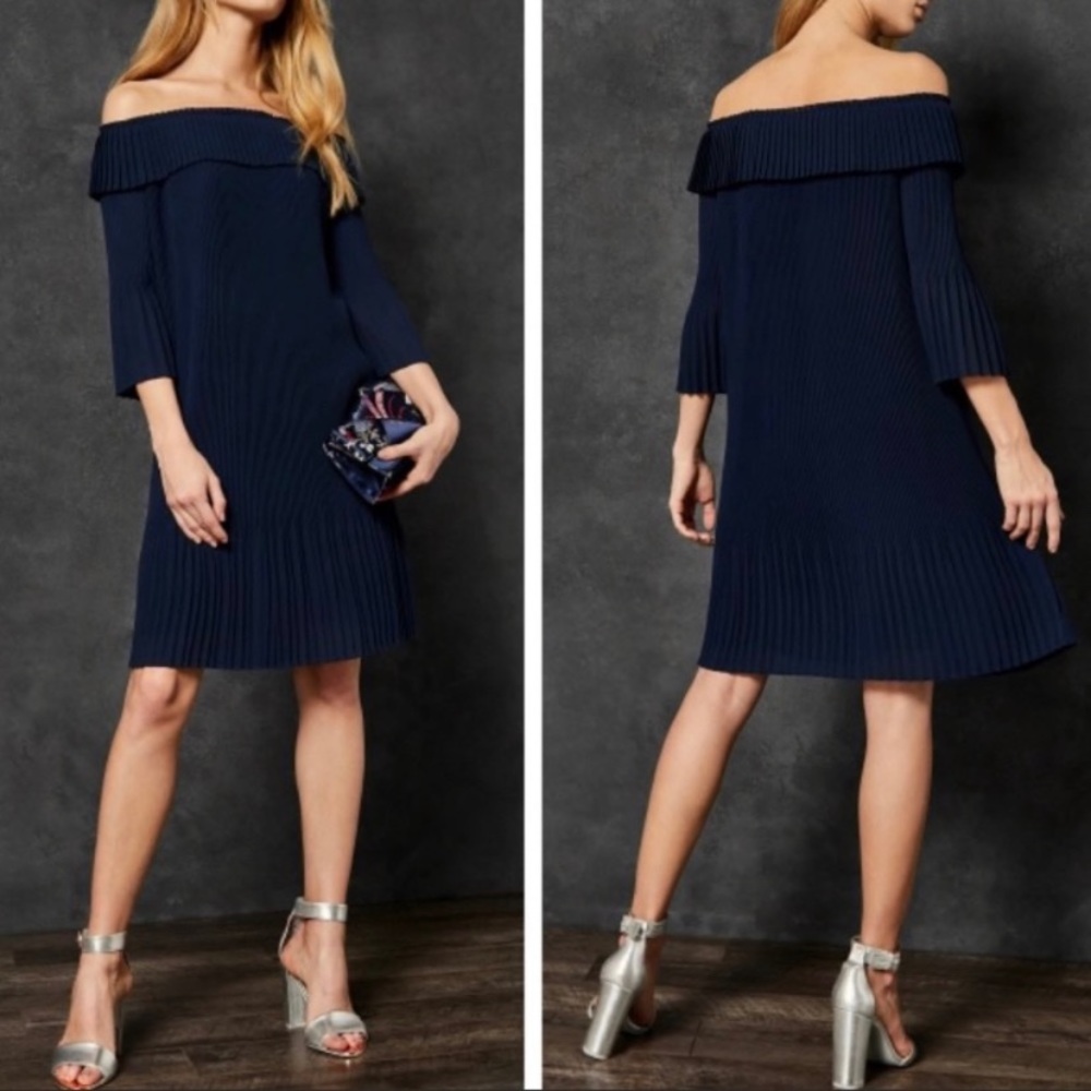 Ted Baker Franeis Off the Shoulder pleated dress